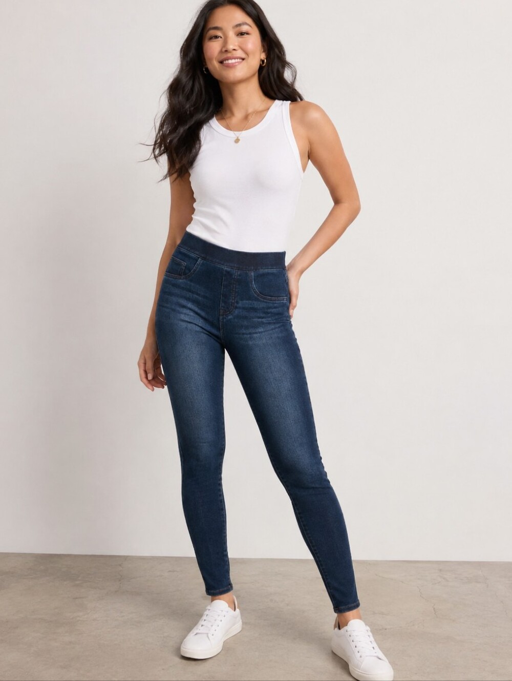 ❤ SPANX HIGH RISE SKINNY "JEANISH" DENIM LEGGINGS, SP (2P - 4P)